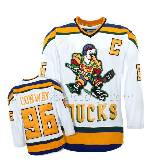 Custom Anaheim Mighty Ducks 96 Charlie Conway Hockey Jersey Alternate White Yellow